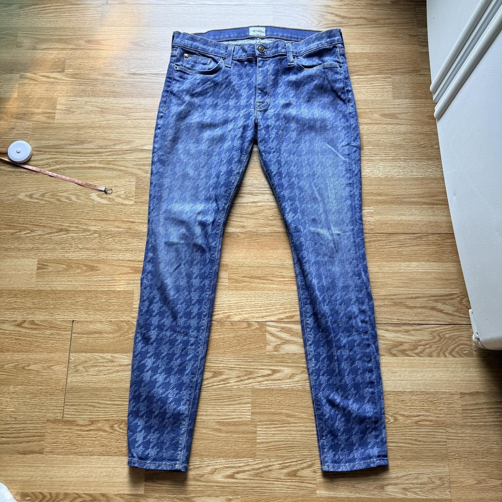 Hudson Krista Super Skinny Jeans Womens 30 Blue Check Stretch Denim USA MADE